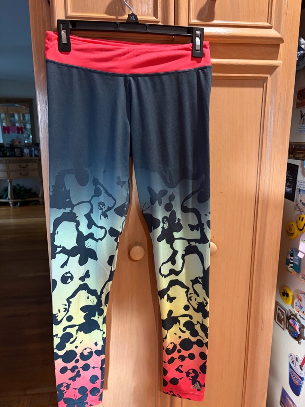 Adidas women’s Gradient Floral Leggings with Pink Waistband